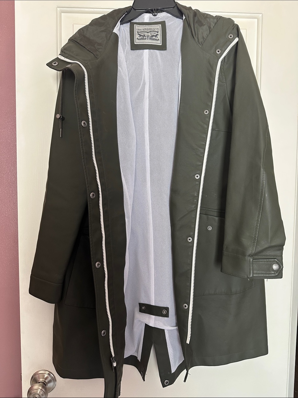 Levi's Olive Green Waterproof Hooded Raincoat